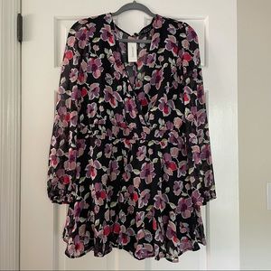 Long sleeve floral ruffle romper